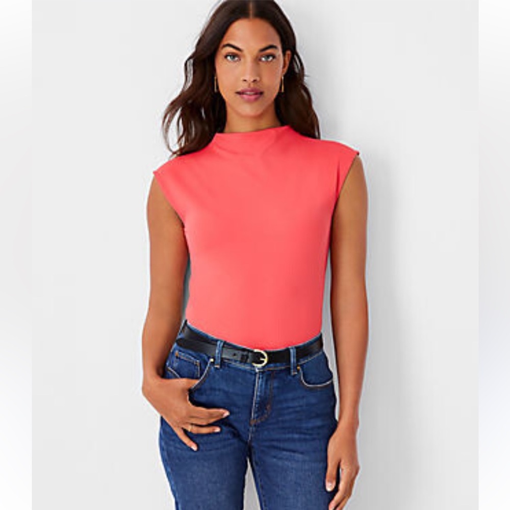 NWT Ann Taylor Refine Stretch Mock Neck Top